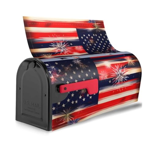 Feuerwerk Amerikanische Flagge 4. Juli Druck Dekorative Briefkastenabdeckung Magnetisch Standard Einzigartig für Haus Garten Dekoration von axzttupy
