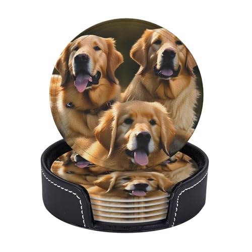Golden Retrievers Print 6 Stück praktische funktionale Getränkeuntersetzer Kaffee Büro Zuhause Tischschutz von axzttupy