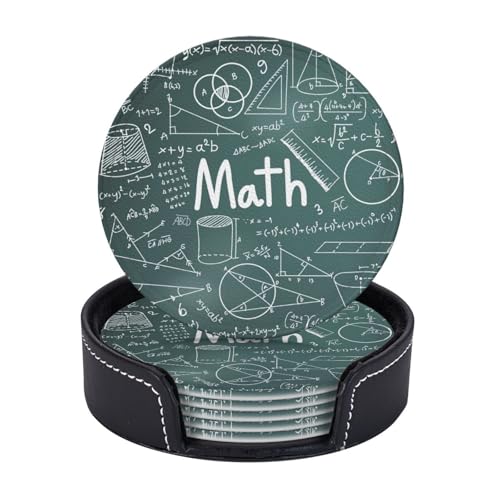 Math Lesson Word Print 6 Stück praktische funktionale Getränkeuntersetzer für Kaffee, Büro, Zuhause, Tischschutz von axzttupy