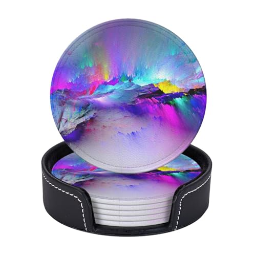 Northern Lights Painting Print 6 Pcs Practical Functional Drink Coasters Coffee Office Home Tabletop Protection von axzttupy