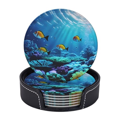Tranquil Underwater Scenery Print 6 Stück praktische funktionale Getränkeuntersetzer Kaffee Büro Zuhause Tischschutz von axzttupy