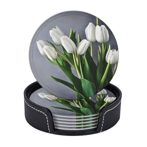 Weiße Tulpen Blumen Druck 6 Stück praktische funktionale Getränkeuntersetzer Kaffee Büro Zuhause Tischschutz Weiße Tulpen Blumen Druck 6 Stück praktische funktionale Getränkeuntersetzer Kaffee Büro Zuhause Tischschutz von axzttupy