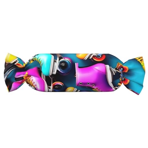 axzttupy Buntes Rollschuh-Druck, Funktionalität, zylindrisches Kissen, hautfreundlich, Schlafzimmer, bequem axzttupy Buntes Rollschuh-Druck, Funktionalität, zylindrisches Kissen, hautfreundlich, Schlafzimmer, bequem von axzttupy