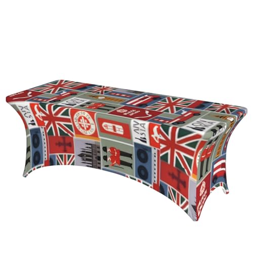 axzttupy Elegante rechteckige Tischdecke mit England-Symbol-Druck, für große, rechteckige, ovale Tische, einfache Installation von axzttupy
