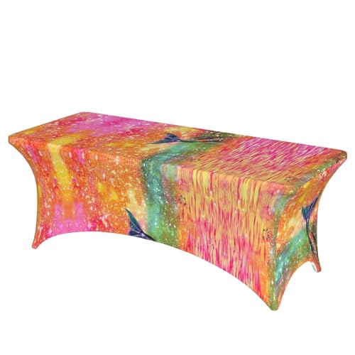axzttupy Elegante rechteckige Tischdecke mit Meerjungfrauenschwanz-Aufdruck, für große, rechteckige, ovale Tische, einfache Installation von axzttupy