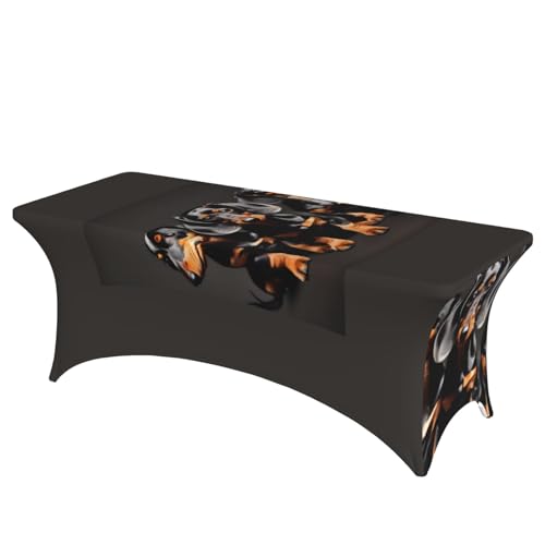 axzttupy Elegante rechteckige Tischdecke mit drei Dackeln für große, rechteckige, ovale Tische, einfache Installation von axzttupy