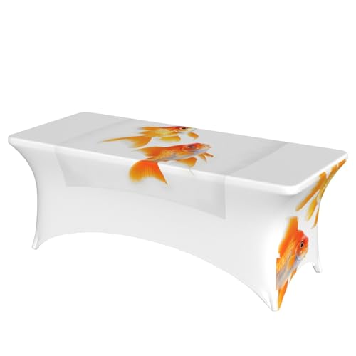 axzttupy Elegante rechteckige Tischdecke mit süßem Goldfisch-Druck, für große, rechteckige, ovale Tische, einfache Installation von axzttupy