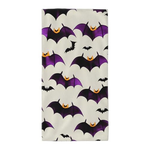axzttupy Halloween-Handtuch, Motiv: fliegende lila Fledermäuse, leicht, wiederverwendbar, Badetücher, Fitnessstudio, Reisen, Yoga, Pool, Strand, Zuhause axzttupy Halloween-Handtuch, Motiv: fliegende lila Fledermäuse, leicht, wiederverwendbar, Badetücher, Fitnessstudio, Reisen, Yoga, Pool, Strand, Zuhause von axzttupy