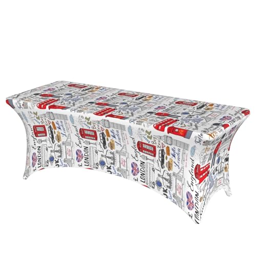 axzttupy I Love London Print Elegante rechteckige Tischdecke für große, rechteckige, ovale Tische, einfache Installation von axzttupy