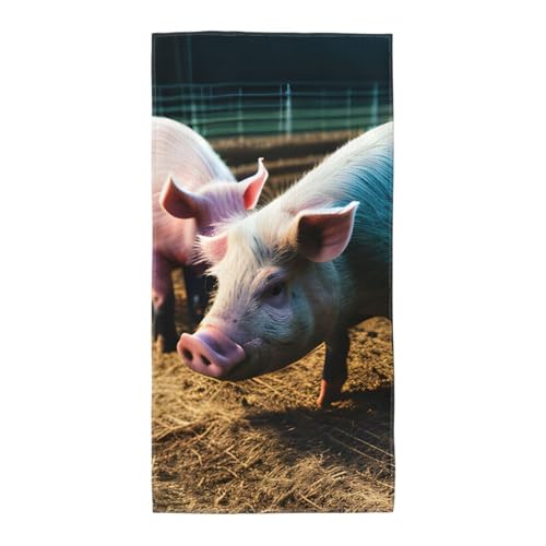 axzttupy Leichtes Handtuch, Motiv: Schweine im Bauernhof, wiederverwendbar, für Fitnessstudio, Reisen, Yoga, Pool, Strand, Zuhause von axzttupy