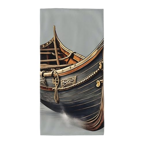 axzttupy Leichtes Handtuch, wiederverwendbar, Motiv: alte Wikingerboote, Fitnessstudio, Reisen, Yoga, Pool, Strand, Zuhause von axzttupy