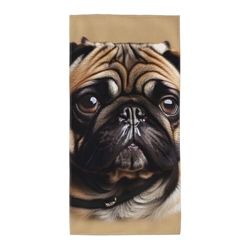 axzttupy Leichtes Handtuch mit Mops-Aufdruck, wiederverwendbar, Badetücher, Fitnessstudio, Reisen, Yoga, Pool, Strand, Zuhause von axzttupy
