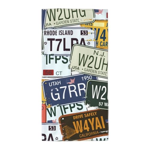 axzttupy Leichtes Handtuch mit Nummernschild-Aufdruck, wiederverwendbar, Badetücher, Fitnessstudio, Reisen, Yoga, Pool, Strand, Zuhause axzttupy Leichtes Handtuch mit Nummernschild-Aufdruck, wiederverwendbar, Badetücher, Fitnessstudio, Reisen, Yoga, Pool, Strand, Zuhause von axzttupy