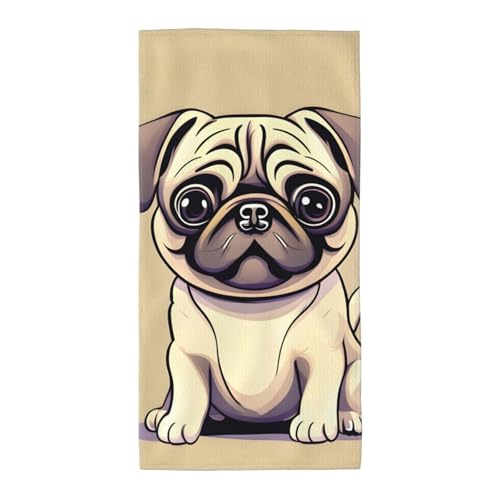 axzttupy Lustiges Cartoon-Handtuch mit Mops-Motiv, leicht, wiederverwendbar, Badetücher, Fitnessstudio, Reisen, Yoga, Pool, Strand, Zuhause axzttupy Lustiges Cartoon-Handtuch mit Mops-Motiv, leicht, wiederverwendbar, Badetücher, Fitnessstudio, Reisen, Yoga, Pool, Strand, Zuhause von axzttupy