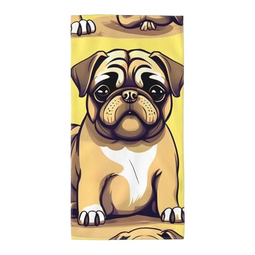 axzttupy Lustiges Cartoon-Mops-Hunde-Druck, leicht, wiederverwendbar, Badetücher, Fitnessstudio, Reisen, Yoga, Pool, Strand, Zuhause axzttupy Lustiges Cartoon-Mops-Hunde-Druck, leicht, wiederverwendbar, Badetücher, Fitnessstudio, Reisen, Yoga, Pool, Strand, Zuhause von axzttupy