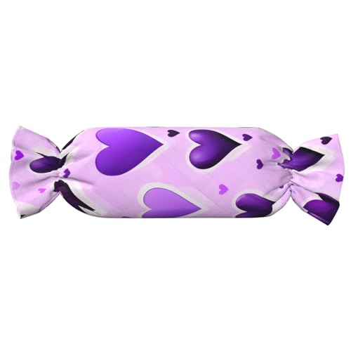axzttupy Modisches, zylindrisches Kissen mit violettem Herzmuster, hautfreundlich, für Schlafzimmer, bequem axzttupy Modisches, zylindrisches Kissen mit violettem Herzmuster, hautfreundlich, für Schlafzimmer, bequem von axzttupy