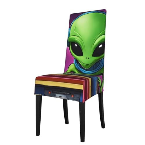 axzttupy Stuhlhussen mit Alien-Motiv, wasserdicht, knitterfrei, für die meisten Armlehnenstühle, Grün von axzttupy
