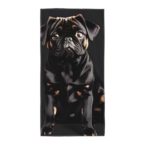 axzttupy Süßer schwarzer Mops, Standardmaßstab, 2_00 x Druck, leicht, wiederverwendbar, Badetücher, Fitnessstudio, Reisen, Yoga, Pool, Strand, Zuhause axzttupy Süßer schwarzer Mops, Standardmaßstab, 2_00 x Druck, leicht, wiederverwendbar, Badetücher, Fitnessstudio, Reisen, Yoga, Pool, Strand, Zuhause von axzttupy