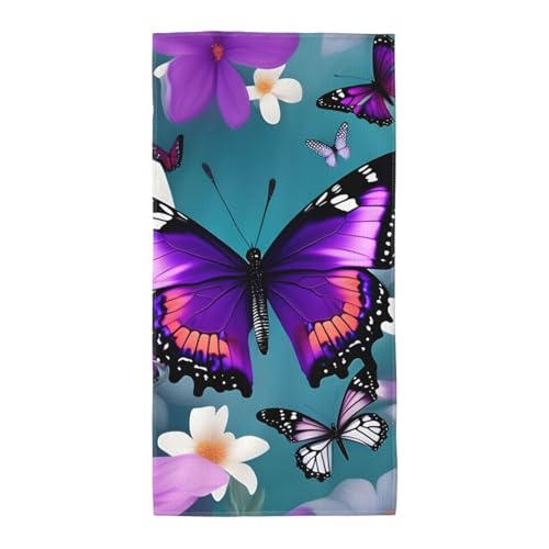 axzttupy Violettes Schmetterlings- und Blumendruck, leicht, wiederverwendbar, Badetücher, Fitnessstudio, Reisen, Yoga, Pool, Strand, Zuhause axzttupy Violettes Schmetterlings- und Blumendruck, leicht, wiederverwendbar, Badetücher, Fitnessstudio, Reisen, Yoga, Pool, Strand, Zuhause von axzttupy