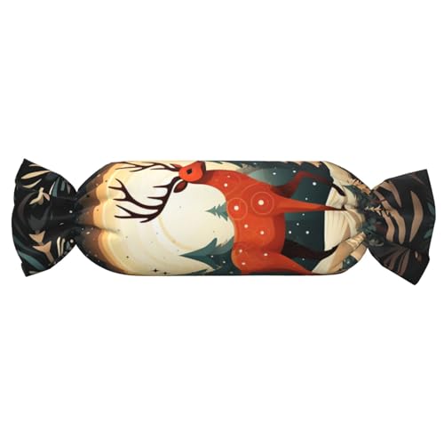 axzttupy Zylindrisches Kissen, Motiv: Frohe Weihnachten, Hirsch-Aufdruck, hautfreundlich, für Schlafzimmer, bequem axzttupy Zylindrisches Kissen, Motiv: Frohe Weihnachten, Hirsch-Aufdruck, hautfreundlich, für Schlafzimmer, bequem von axzttupy