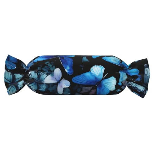 axzttupy Zylindrisches Kissen, Motiv: blaue Schmetterlinge, weiße Blumen, 1 Druck, Süßigkeiten, hautfreundlich, Schlafzimmer, bequem axzttupy Zylindrisches Kissen, Motiv: blaue Schmetterlinge, weiße Blumen, 1 Druck, Süßigkeiten, hautfreundlich, Schlafzimmer, bequem von axzttupy