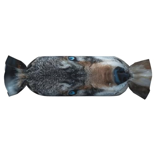 axzttupy Zylindrisches Kissen mit blauen Augen, Wolfsdruck, hautfreundlich, für Schlafzimmer, bequem axzttupy Zylindrisches Kissen mit blauen Augen, Wolfsdruck, hautfreundlich, für Schlafzimmer, bequem von axzttupy