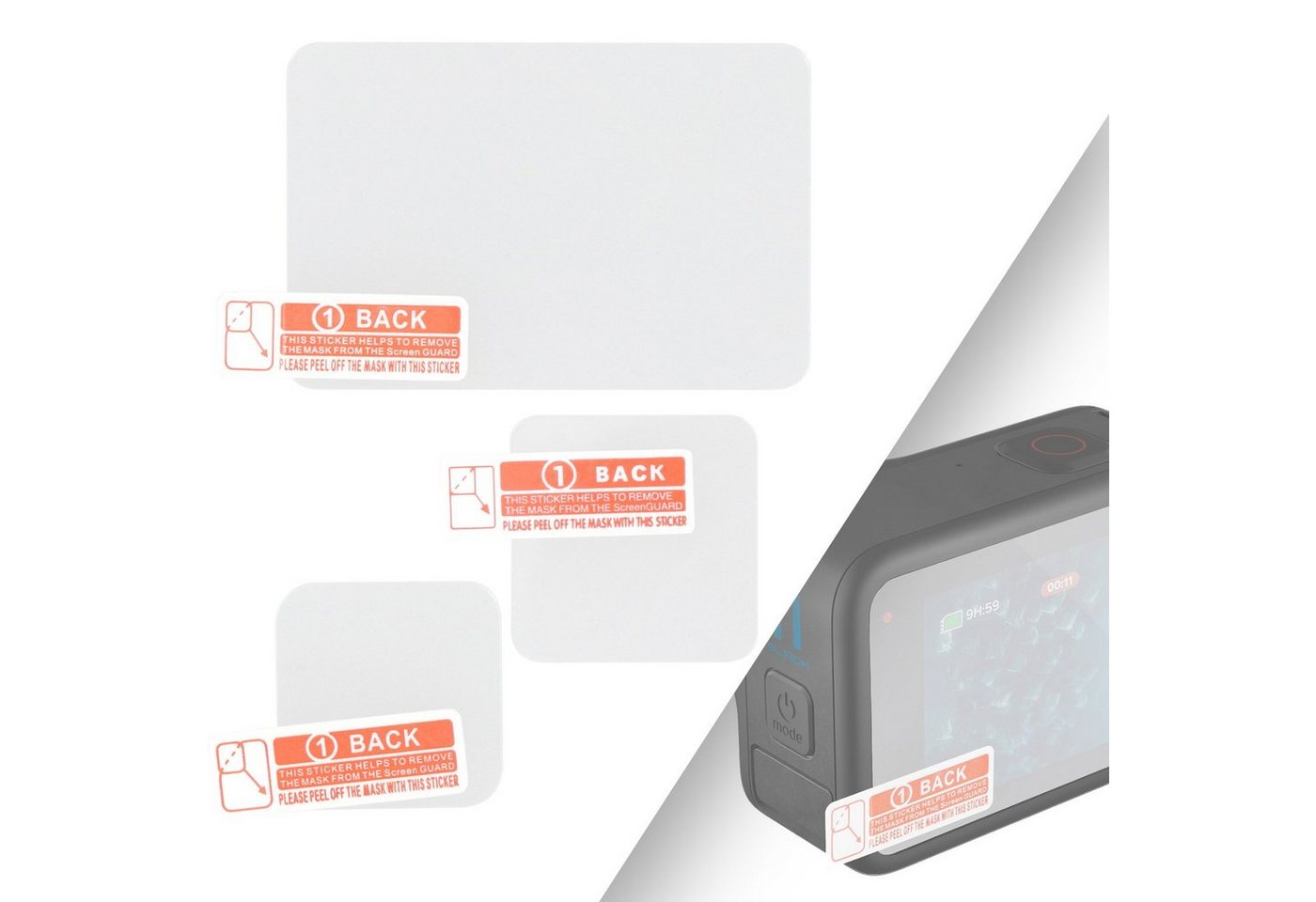 ayex Reinigungs-Set Displayschutzfolie Panzerglas 2x GoPro Hero 9 10 11 Screen Protector von ayex