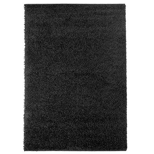 ayshaggy Shaggy Teppich Hochflor Langflor Einfarbig Uni Schwarz Weich Flauschig Wohnzimmer, Größe: 100 x 200 cm von carpet city