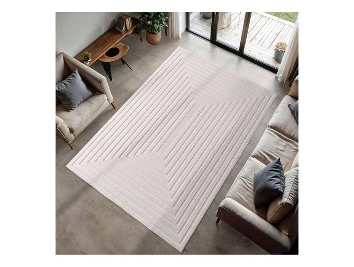 Ayyildiz Teppiche Teppich DOHA 1653, rechteckig, Höhe: 4 mm, 3D Hoch-Tief-Effekt, leichter Kurzflor, Läufer, In- und Outdoor, weiß von ayyildiz