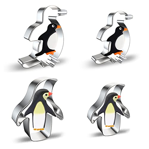 Pinguin-Ausstechformen-Set – 4 Stück Tierformen Edelstahl Metall Keksform Ausstecher für Kindergeburtstag Küche Backen Halloween Weihnachten Ostern Party Dekoration Gastgeschenk von azflyife