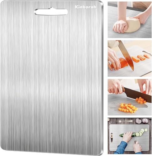 Titan Schneidebrett Doppelseitiges Schneidbrett aus Edelstahl für die Küche, Metallschneidebrett für Fleisch, Obst und Gemüse, Schneidebrett aus Edelstahl, Titan-Schneidebretter für Jede Küche 12x8in von azttior