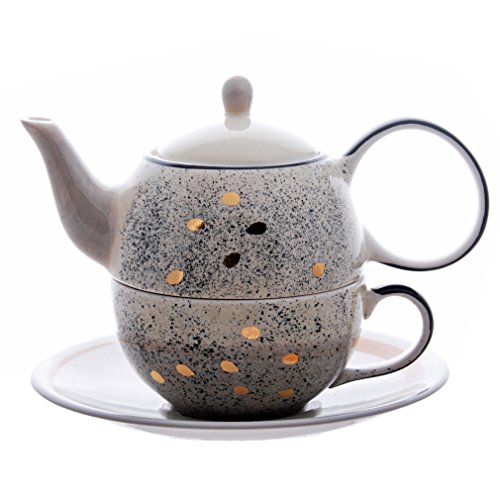 Tea for one Set "Sao" Keramik mit Goldauflage 4-teilig, Kanne: 0,4 l, Tasse: 0,2 l von b + d