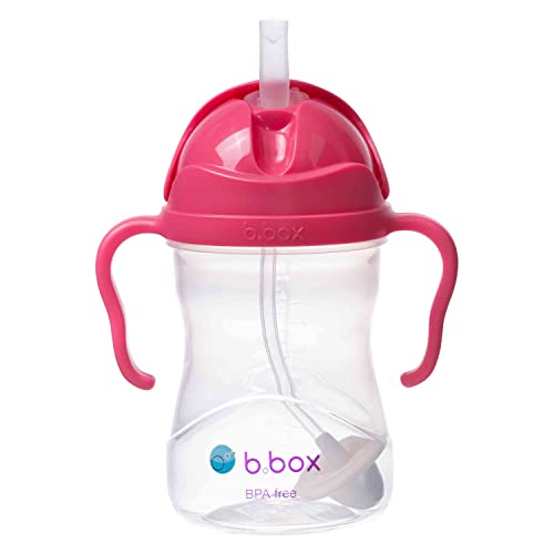 b.box , Silikon, Schnabeltasse mit beschwertem Strohhalm und griffigen Griffen, wiederverwendbare Wasserflasche für Babys mit einfachem Klappdeckel von b.box