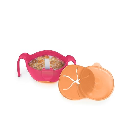 b.box 3-in-1-Schüssel mit Deckel und Strohhalm und Snack-Einsatz | 6 Monate + | Farbe: Erdbeer-Shake | 240 ml | BPA- | Phthalate & PVC | spülmaschinen- und mikrowellengeeignet von b.box