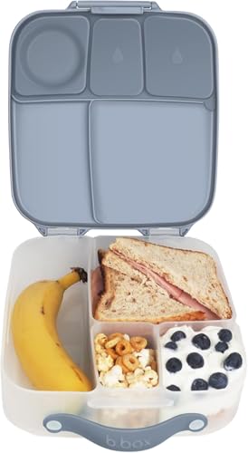 b.box Brotdose Kinder mit Fächern | Jumbo Bento Box mit 4 Fächern (2 Auslaufsicher), Herausnehmbarer Trennwand, Gel-Kühlakku | Schul Lunchbox Ab 3, 2L von b.box