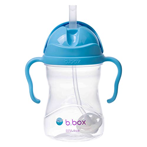 b.box Trinklernbecher Für Jeden Winkel | Flip-Top, Schwerer Strohhalm, Griff, Auslaufsicher | BPA-Frei & für Spülmaschine | Ab 6 M | 240 ml, Blueberry von b.box