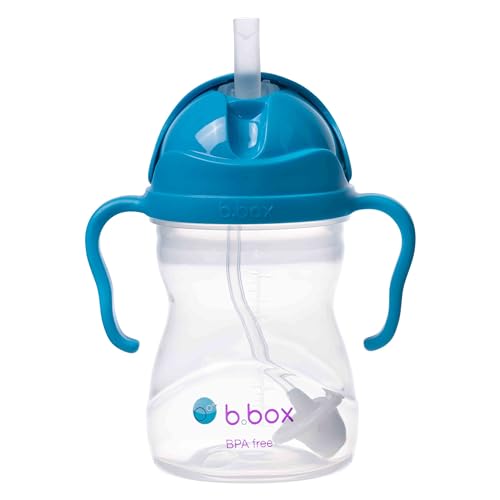 b.box Trinklernbecher Für Jeden Winkel | Flip-Top, Schwerer Strohhalm, Griff, Auslaufsicher | BPA-Frei & für Spülmaschine | Ab 6 M | 240 ml, Kobalt (Matte Lid) von b.box