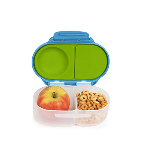 b.box - Frischhaltedose mit zwei versiegelten Fächern und Silikonmaterial, wiederverwendbare Snackbox für Kinder mit offenem oder schließendem Clip (Ocean Breeze) von b.box