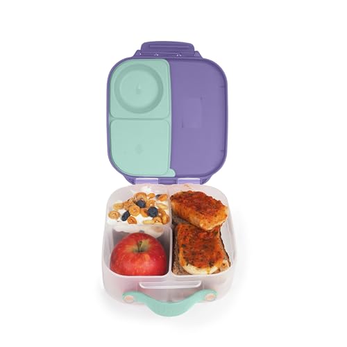 b.box Mini Brotdose für Kinder mit Fächern | Bento Box, 3 Fächer (2 Auslaufsicher) | Lunchbox für Gerichte & Snacks | Platz für Ganzes Obst | BPA-frei, Lilac Pop von b.box
