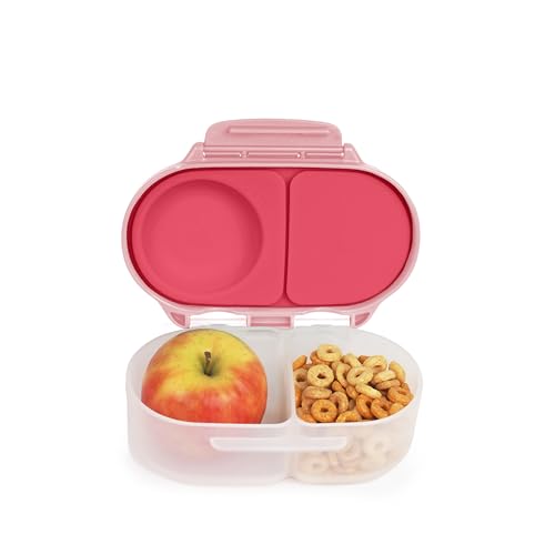 b.box Snackbox für Kinder Snackbehälter mit 2 Fächern, auslaufsicher, BPA-frei, spülmaschinenfest, Schulbedarf, ab 4 Monaten (Flamingo Fizz, Fassungsvermögen: 340 ml) von b.box