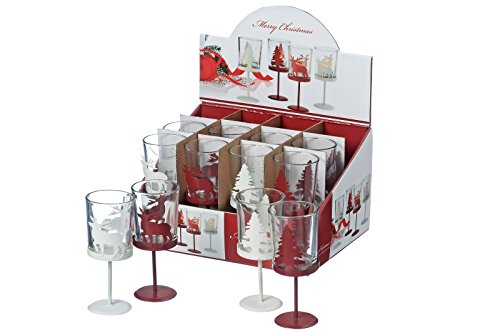 Windlicht aus Glas mit Ständer Windlichthalter Teelicht Weihnachten Elch Tannenbaum rot weiß 2er Set Windlicht aus Glas mit Ständer Windlichthalter Teelicht Weihnachten Elch Tannenbaum rot weiß 2er Set von b