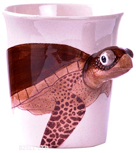 Schildkröten Tier Tasse Becher 3D mit Schildkröte Tier-Motiv Keramik Tasse als Geschenk für Tierfreunde Tierliebhaber von B2SEE