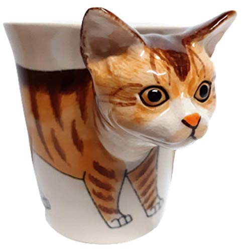 Katzen Tasse Katze Becher mit Katzenmotiv Tier Keramik Tasse als geschenk für katzenfreunde katzenliebhaber Tigerkatze rot von B2SEE