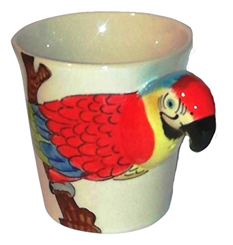 B2SEE Tier/Papagei Tasse 3D/Becher Motiv Papagei/Vogel aus Keramik handgemacht von B2SEE