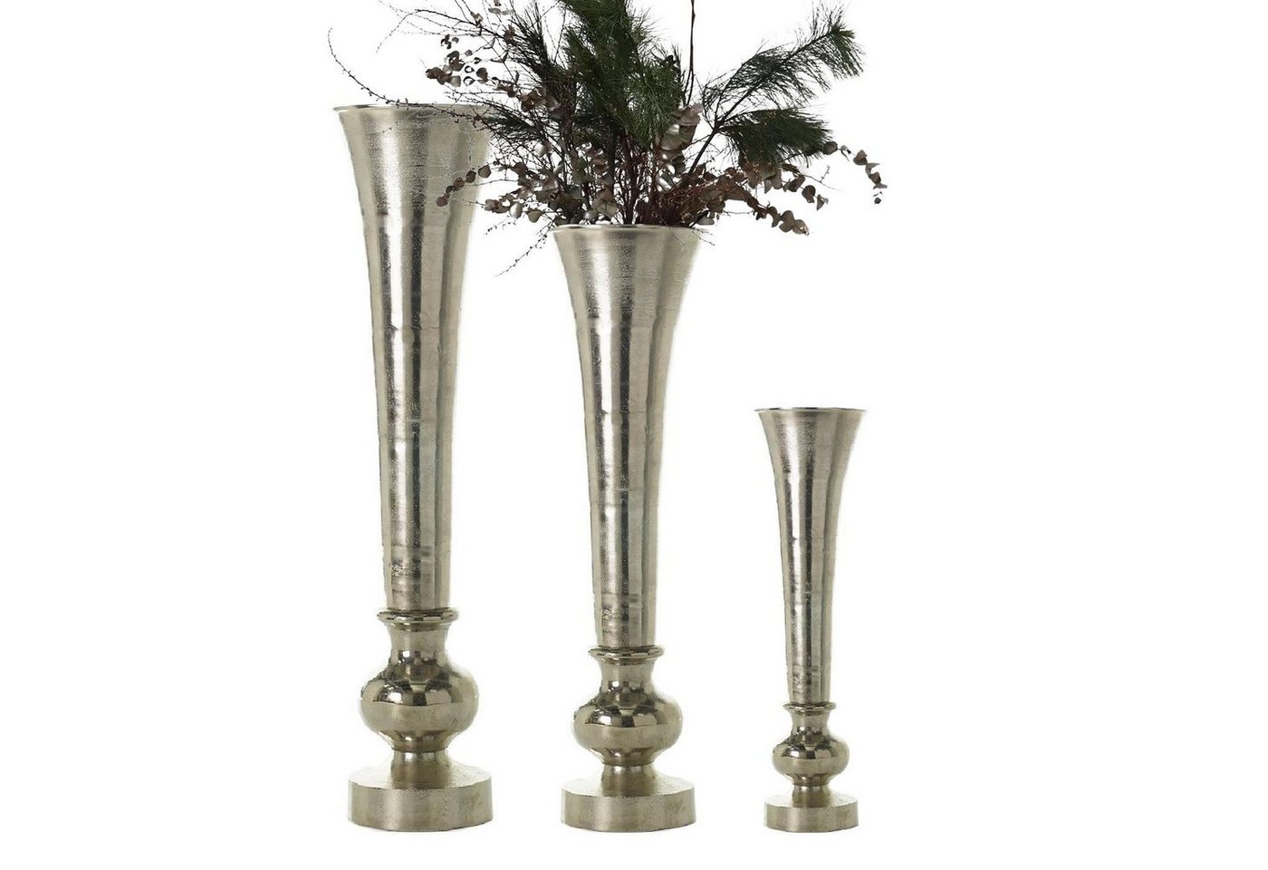 baario Bodenvase Bodenvase XXL ROMA silber, hoch groß Aluminium Dekovase Pokalvase Antik Design von baario