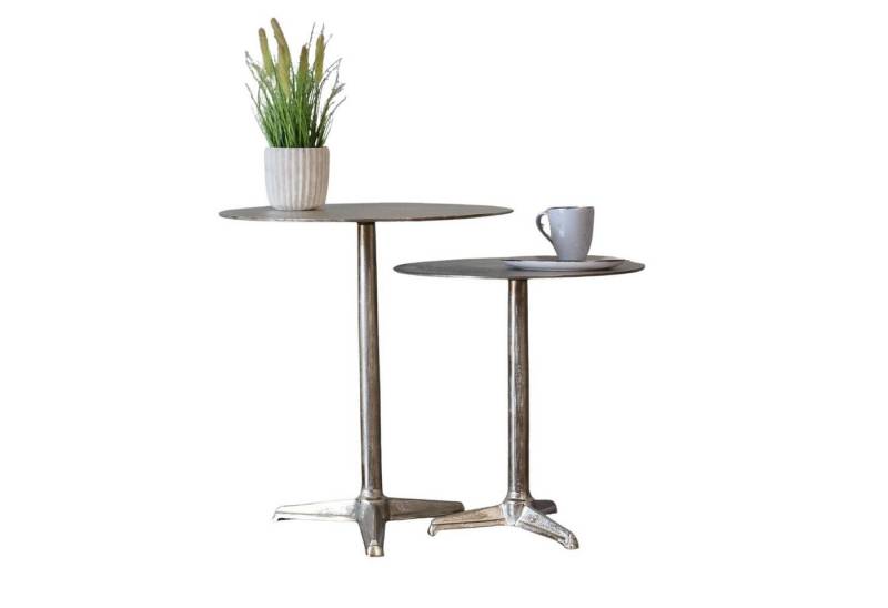 baario Couchtisch Couchtisch SELENA rund 2er Set, sillber Metall Beistelltisch Aluminium von baario