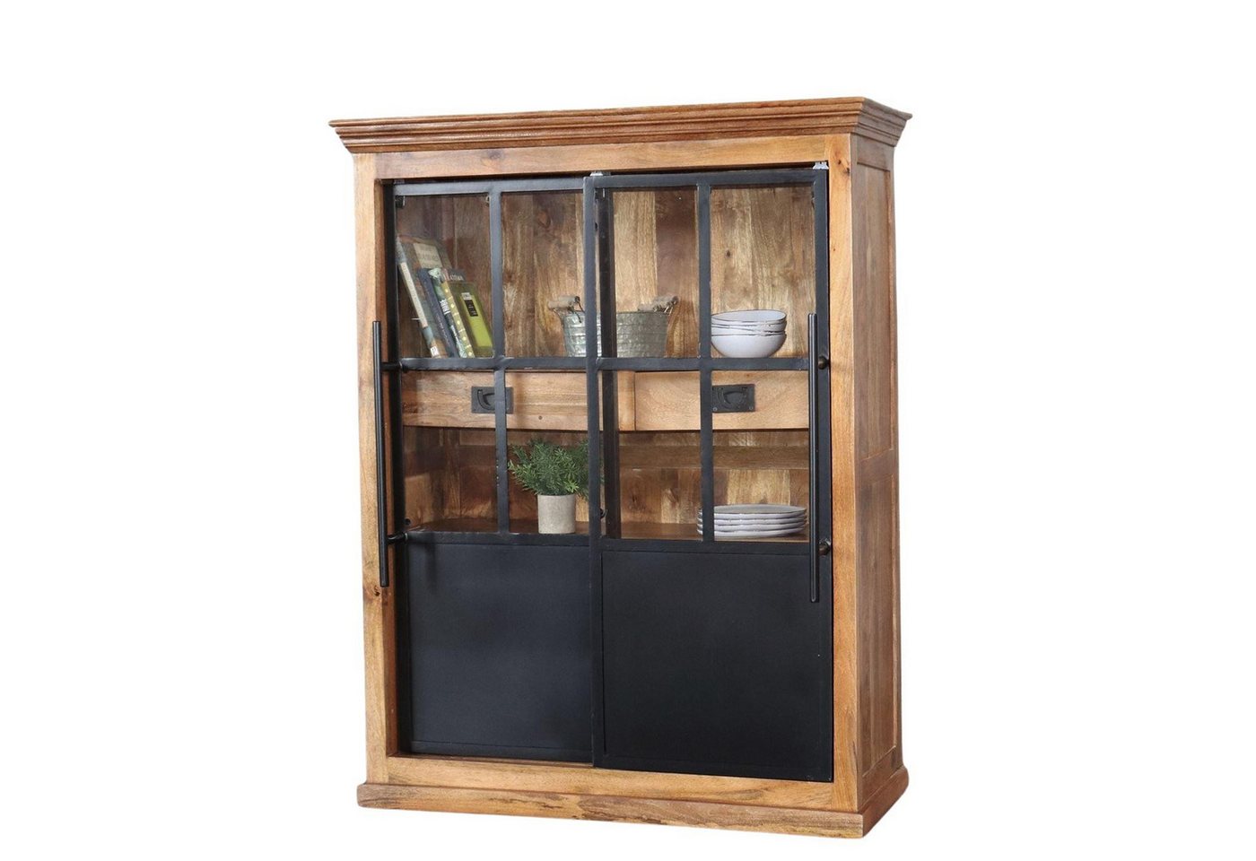 baario Highboard Highboard HOXT Industrial, Vitrine massiv Mangoholz & Eisen Geschirrschrank baario Highboard Highboard HOXT Industrial, Vitrine massiv Mangoholz & Eisen Geschirrschrank von baario