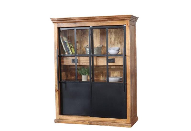 baario Highboard Highboard HOXT Industrial, Vitrine massiv Mangoholz & Eisen Geschirrschrank von baario