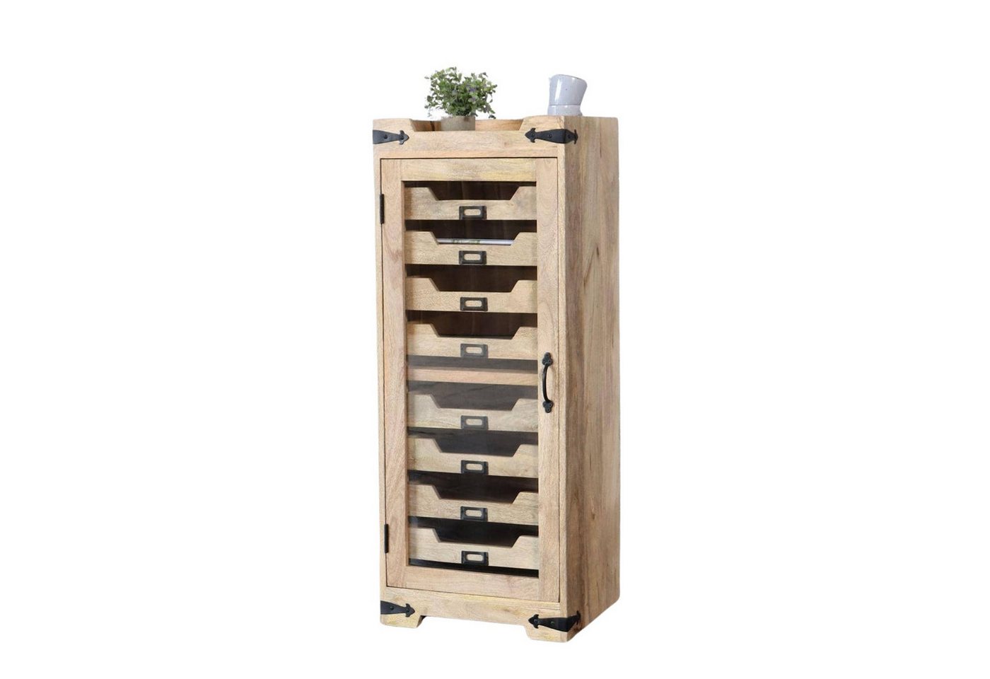 baario Kommode Schubladenkommode URED, massiv Mangoholz Organizer Vintage Apotheker Kommode Handwerk von baario