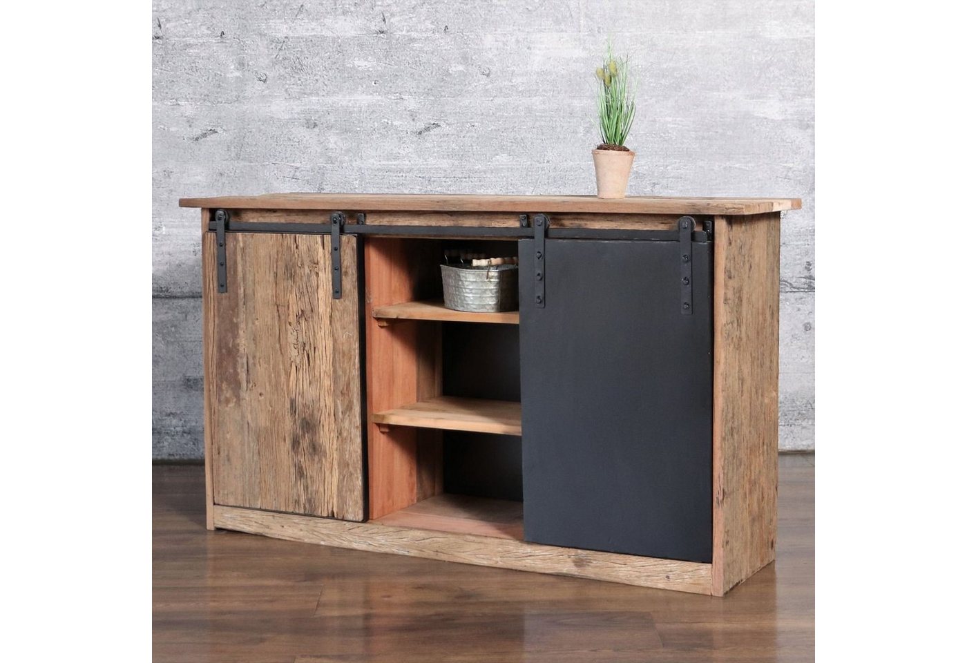 baario Sideboard Sideboard BECHY Recyclingholz, massiv Altholz Eisen Industrial Vintage Design von baario